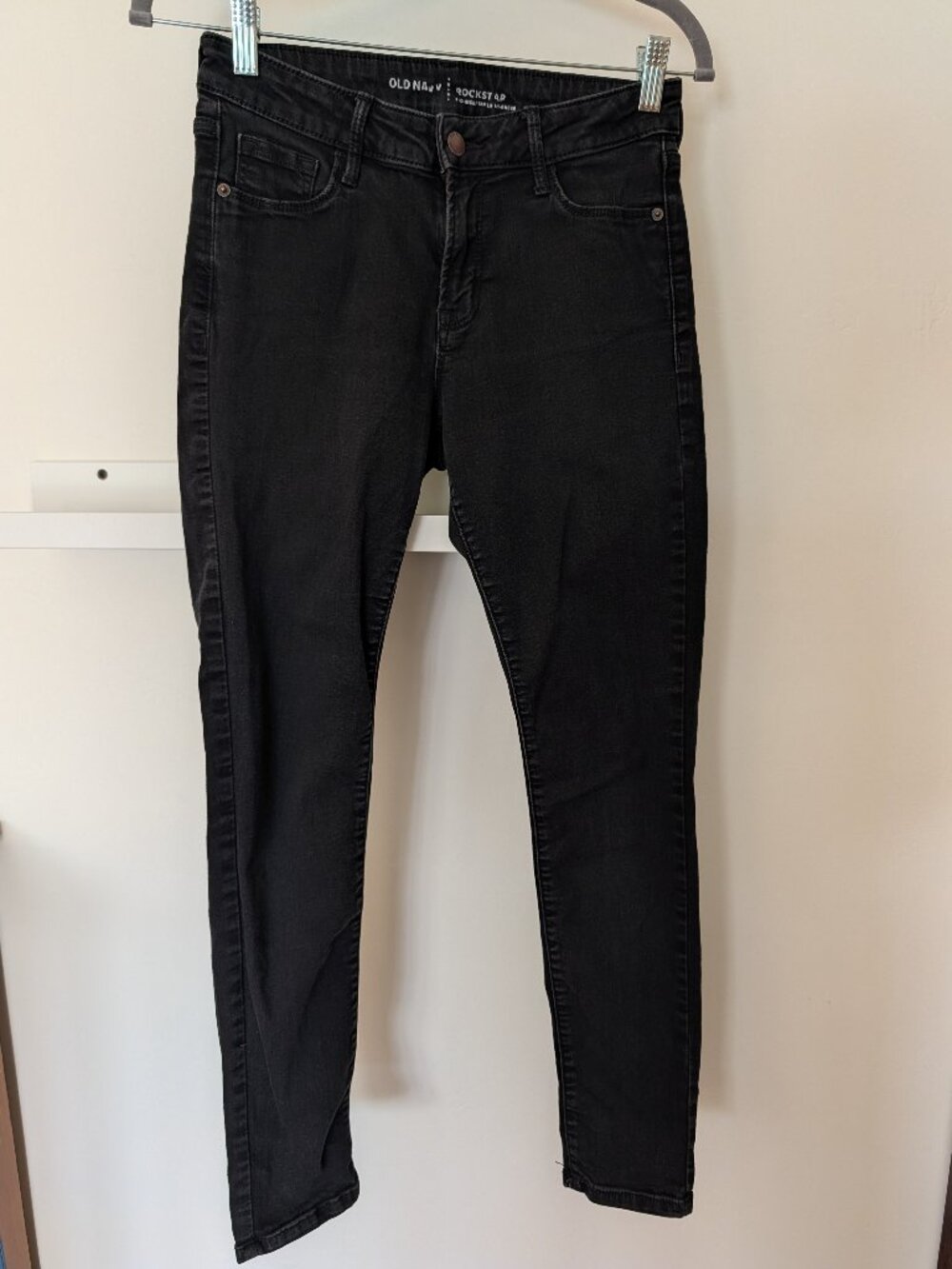 Old Navy Rockstar Skinny Black Dark Denim Jeans Stretchy Women's 6